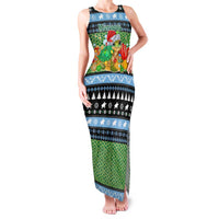 Micronesia Christmas Family Matching Tank Maxi Dress and Hawaiian Shirt with Santa Turtle Coral Reef and Holiday Ocean Pattern - Polynesian Pride