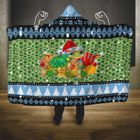 Micronesia Christmas Hooded Blanket with Santa Turtle Coral Reef and Holiday Ocean Pattern TS04 - Polynesian Pride