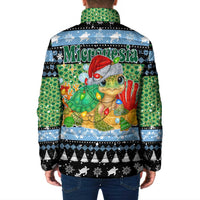 Micronesia Christmas Padded Jacket with Santa Turtle Coral Reef and Holiday Ocean Pattern TS04 - Polynesian Pride