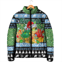 Micronesia Christmas Padded Jacket with Santa Turtle Coral Reef and Holiday Ocean Pattern TS04 - Polynesian Pride