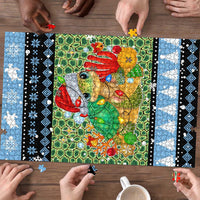 Micronesia Christmas Puzzle with Santa Turtle Coral Reef and Holiday Ocean Pattern TS04 - Polynesian Pride