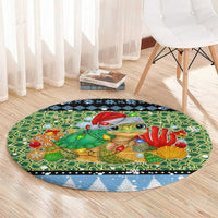Micronesia Christmas Round Carpet with Santa Turtle Coral Reef and Holiday Ocean Pattern TS04 - Polynesian Pride