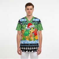 Micronesia Christmas Scrub Top with Santa Turtle Coral Reef and Holiday Ocean Pattern TS04 - Polynesian Pride