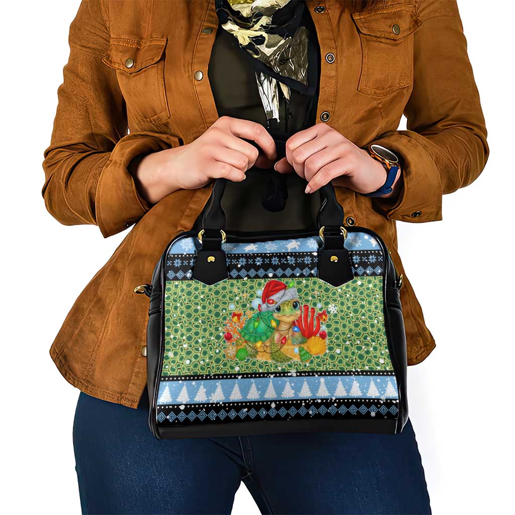 Micronesia Christmas Shoulder Handbag with Santa Turtle Coral Reef and Holiday Ocean Pattern TS04 - Polynesian Pride