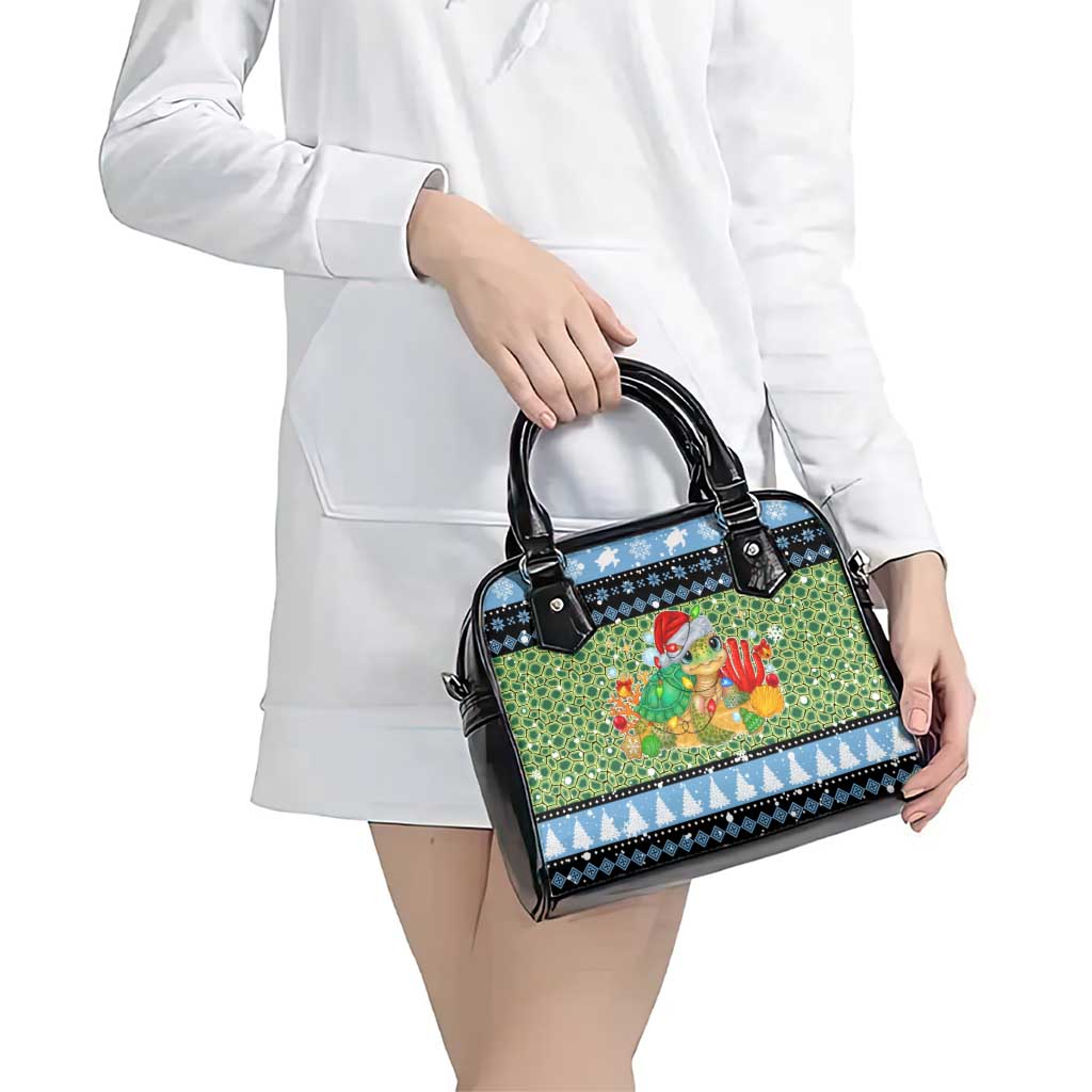 Micronesia Christmas Shoulder Handbag with Santa Turtle Coral Reef and Holiday Ocean Pattern TS04 - Polynesian Pride