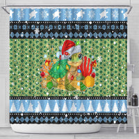 Micronesia Christmas Shower Curtain with Santa Turtle Coral Reef and Holiday Ocean Pattern TS04 - Polynesian Pride