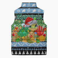 Micronesia Christmas Sleeveless Puffer Jacket with Santa Turtle Coral Reef and Holiday Ocean Pattern TS04 - Polynesian Pride