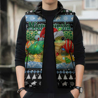 Micronesia Christmas Sleeveless Puffer Jacket with Santa Turtle Coral Reef and Holiday Ocean Pattern TS04 - Polynesian Pride