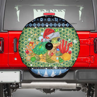 Micronesia Christmas Spare Tire Cover with Santa Turtle Coral Reef and Holiday Ocean Pattern TS04 - Polynesian Pride