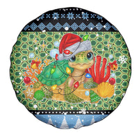 Micronesia Christmas Spare Tire Cover with Santa Turtle Coral Reef and Holiday Ocean Pattern TS04 - Polynesian Pride