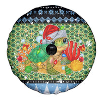 Micronesia Christmas Spare Tire Cover with Santa Turtle Coral Reef and Holiday Ocean Pattern TS04 - Polynesian Pride