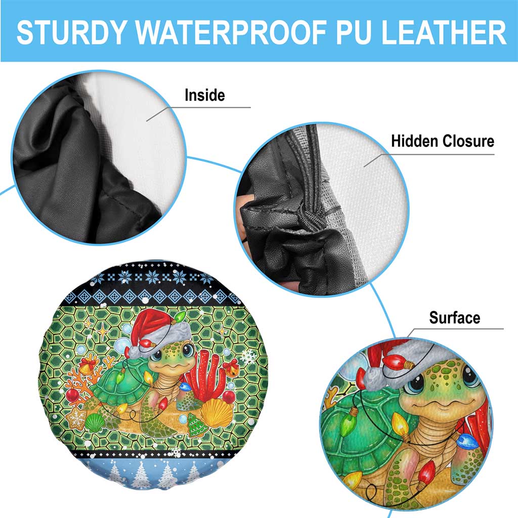 Micronesia Christmas Spare Tire Cover with Santa Turtle Coral Reef and Holiday Ocean Pattern TS04 - Polynesian Pride
