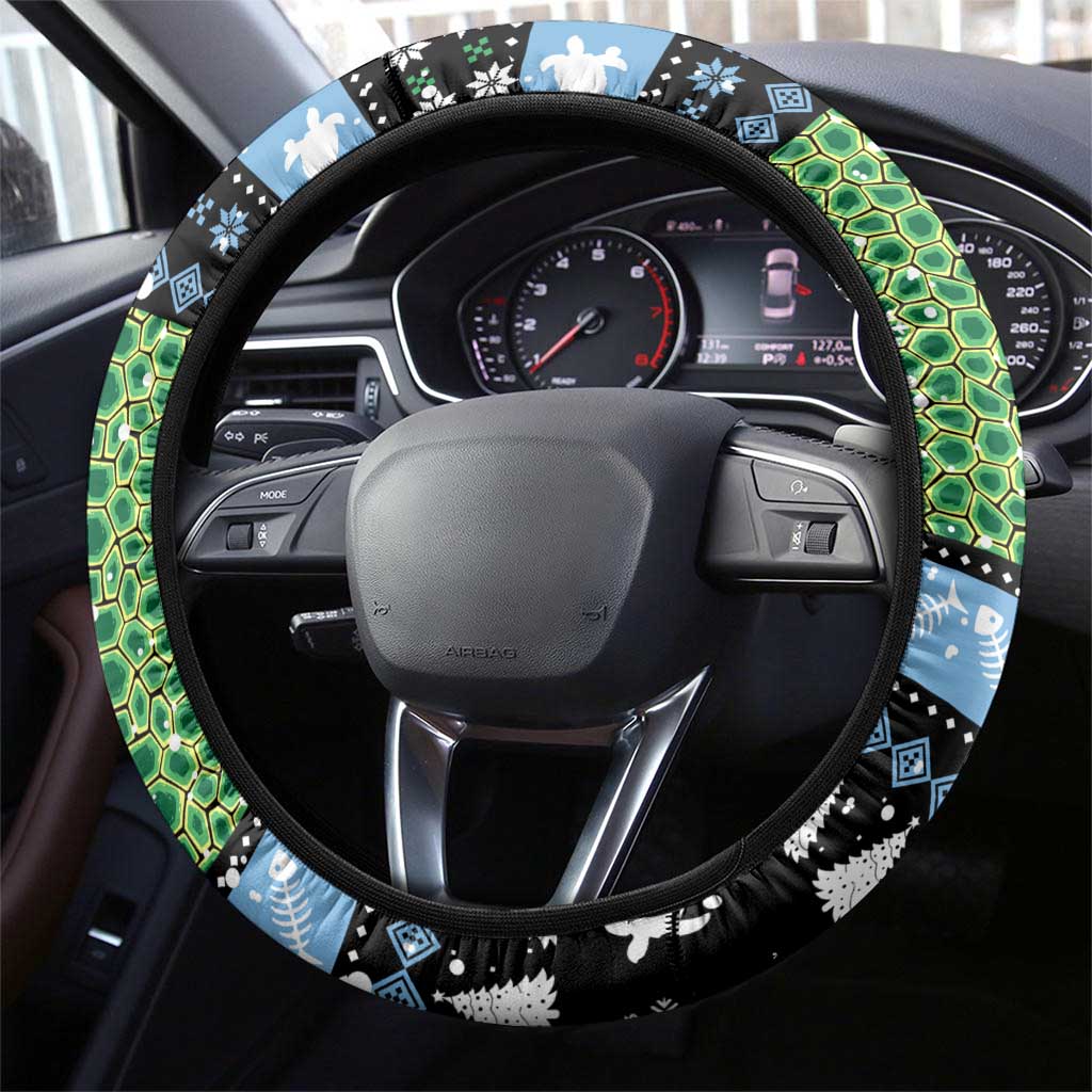 Micronesia Christmas Steering Wheel Cover with Santa Turtle Coral Reef and Holiday Ocean Pattern TS04 - Polynesian Pride