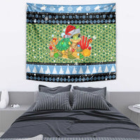 Micronesia Christmas Tapestry with Santa Turtle Coral Reef and Holiday Ocean Pattern TS04 - Polynesian Pride