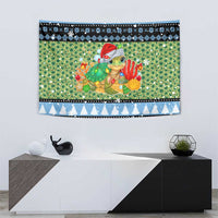 Micronesia Christmas Tapestry with Santa Turtle Coral Reef and Holiday Ocean Pattern TS04 - Polynesian Pride