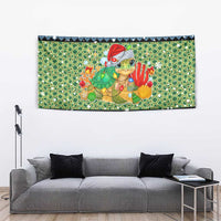 Micronesia Christmas Tapestry with Santa Turtle Coral Reef and Holiday Ocean Pattern TS04 - Polynesian Pride