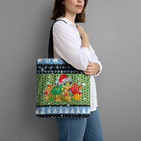 Micronesia Christmas Tote Bag with Santa Turtle Coral Reef and Holiday Ocean Pattern - Polynesian Pride