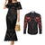 Feminine Polynesian Couples Matching Mermaid Dress and Long Sleeve Button Shirts Mandala Tattoo Style TS04 Black - Polynesian Pride