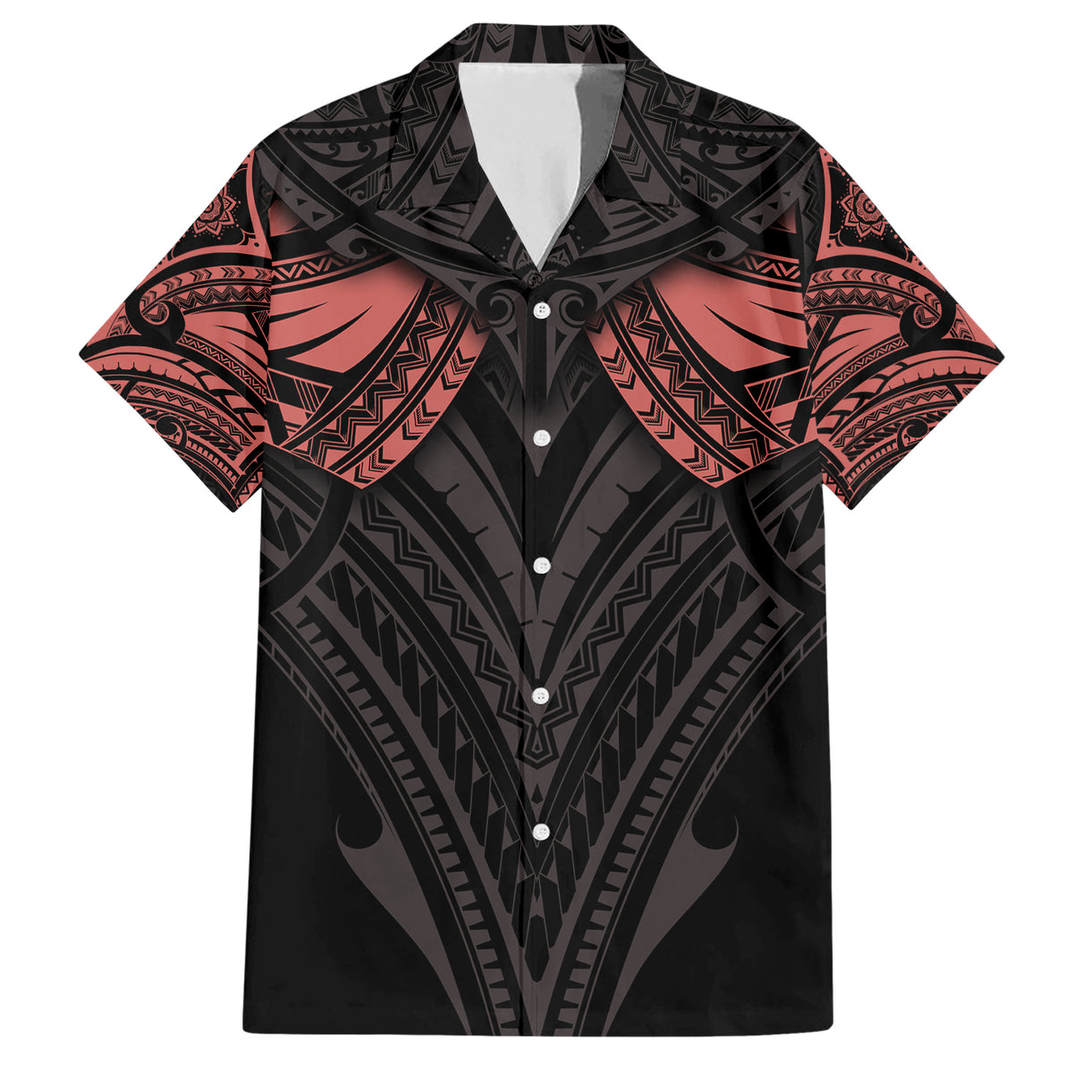 Feminine Polynesian Family Matching Short Sleeve Bodycon Dress and Hawaiian Shirt Mandala Tattoo Style TS04 Dad's Shirt - Short Sleeve Black - Polynesian Pride