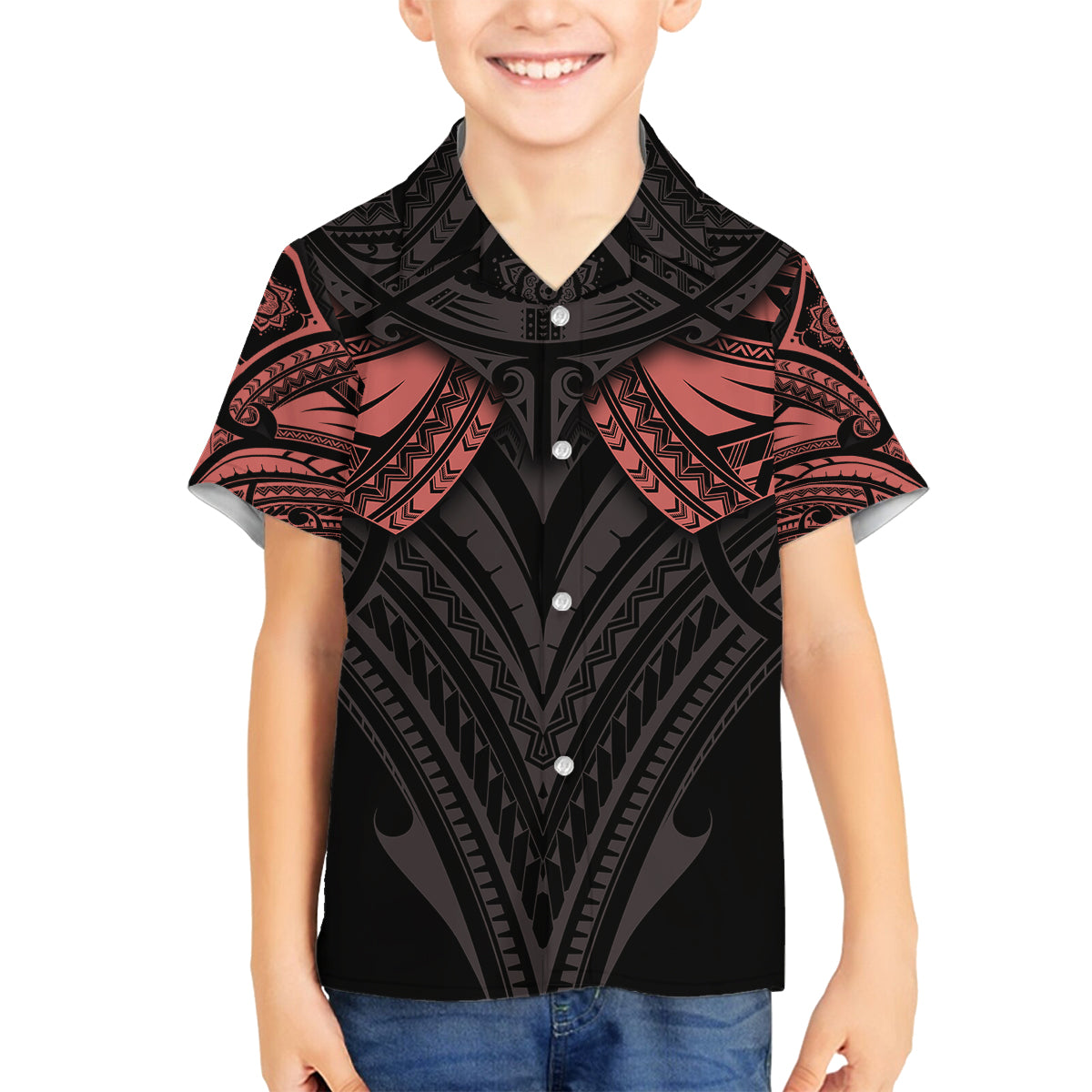 Feminine Polynesian Family Matching Summer Maxi Dress and Hawaiian Shirt Mandala Tattoo Style TS04 Son's Shirt Black - Polynesian Pride