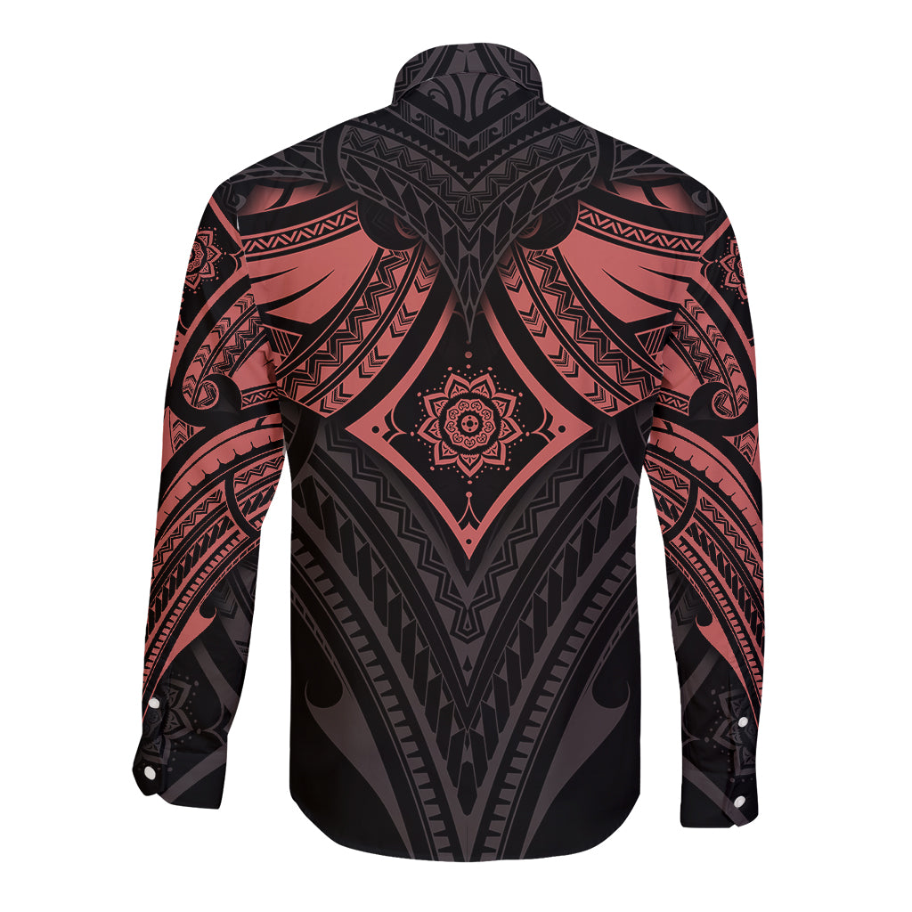 Feminine Polynesian Long Sleeve Button Shirt Mandala Tattoo Style TS04 - Polynesian Pride