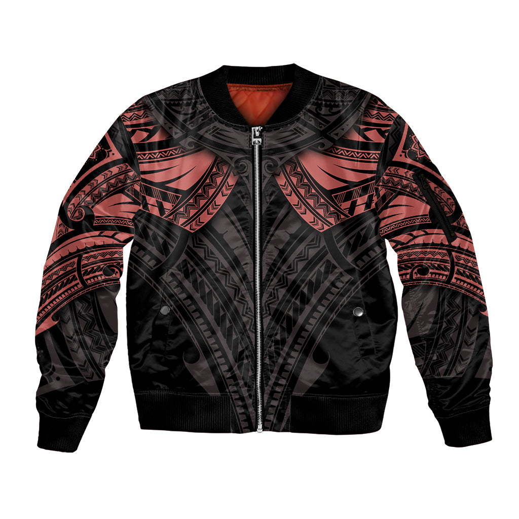 Feminine Polynesian Sleeve Zip Bomber Jacket Mandala Tattoo Style TS04 Unisex Black - Polynesian Pride
