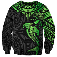 Polynesian Sweatshirt Hammerhead Shark Tribal Pattern Black Green Version TS04 Unisex Black/Green - Polynesian Pride