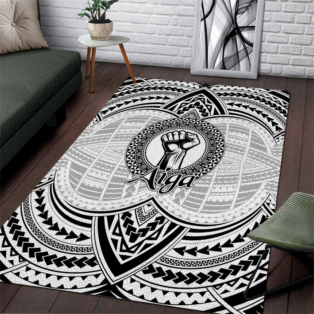 Aiga Samoa Raised Fist Area Rug Polynesian Tribal Tattoo Art Family Pride