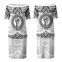 Aiga Samoa Raised Fist Couples Matching Puletasi and Long Sleeve Button Shirt Polynesian Tribal Tattoo Art Family Pride TS04 - Polynesian Pride