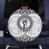 Aiga Samoa Raised Fist Spare Tire Cover Polynesian Tribal Tattoo Art Family Pride TS04 No hole White Black - Polynesian Pride