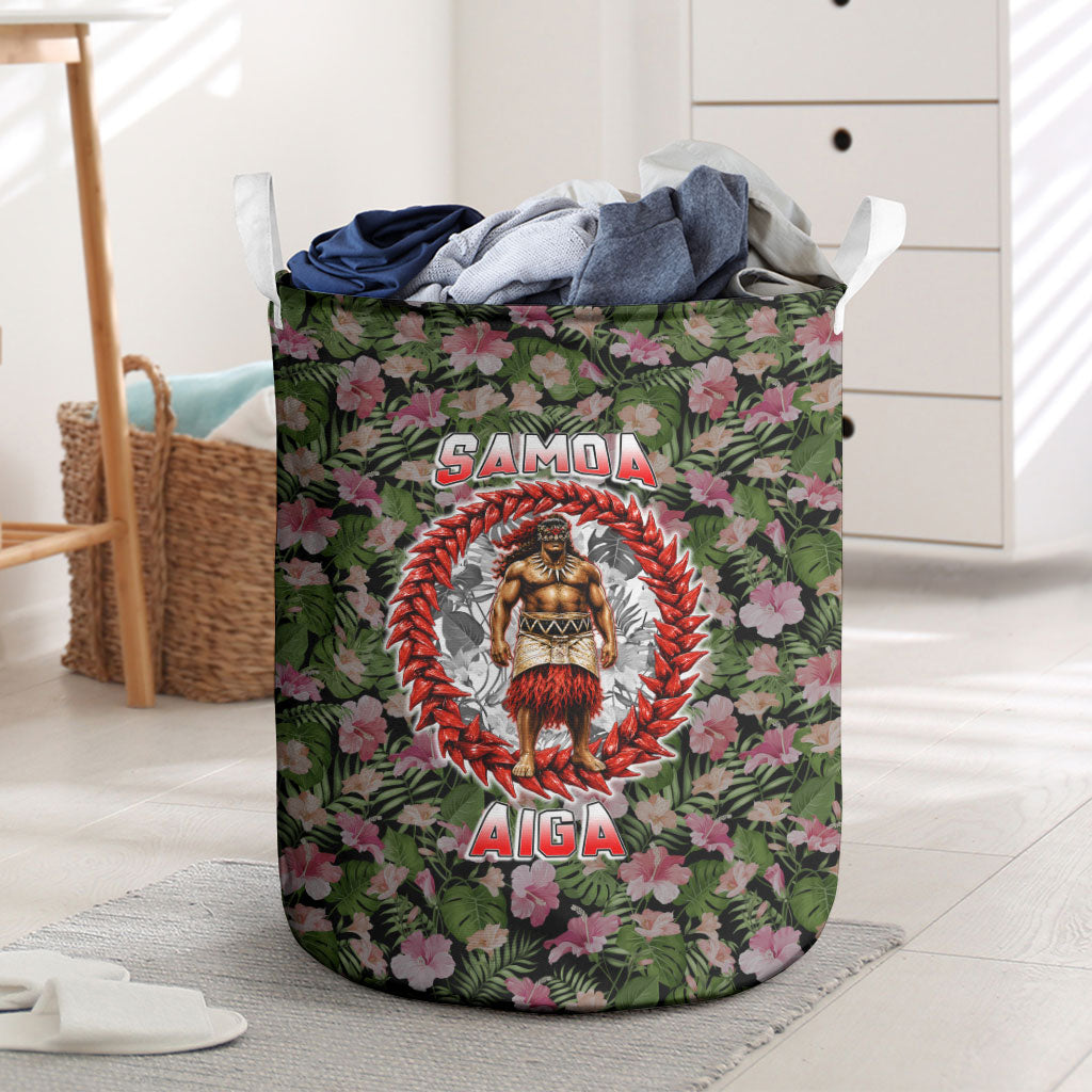 Samoa Aiga Polynesian Laundry Basket Tropical Floral Hibiscus Pattern Island Heritage