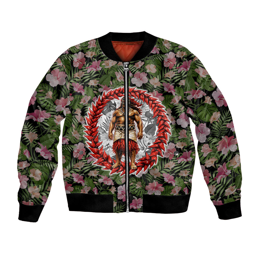 Samoa Aiga Polynesian Bomber Jacket Tropical Floral Hibiscus Pattern Island Heritage