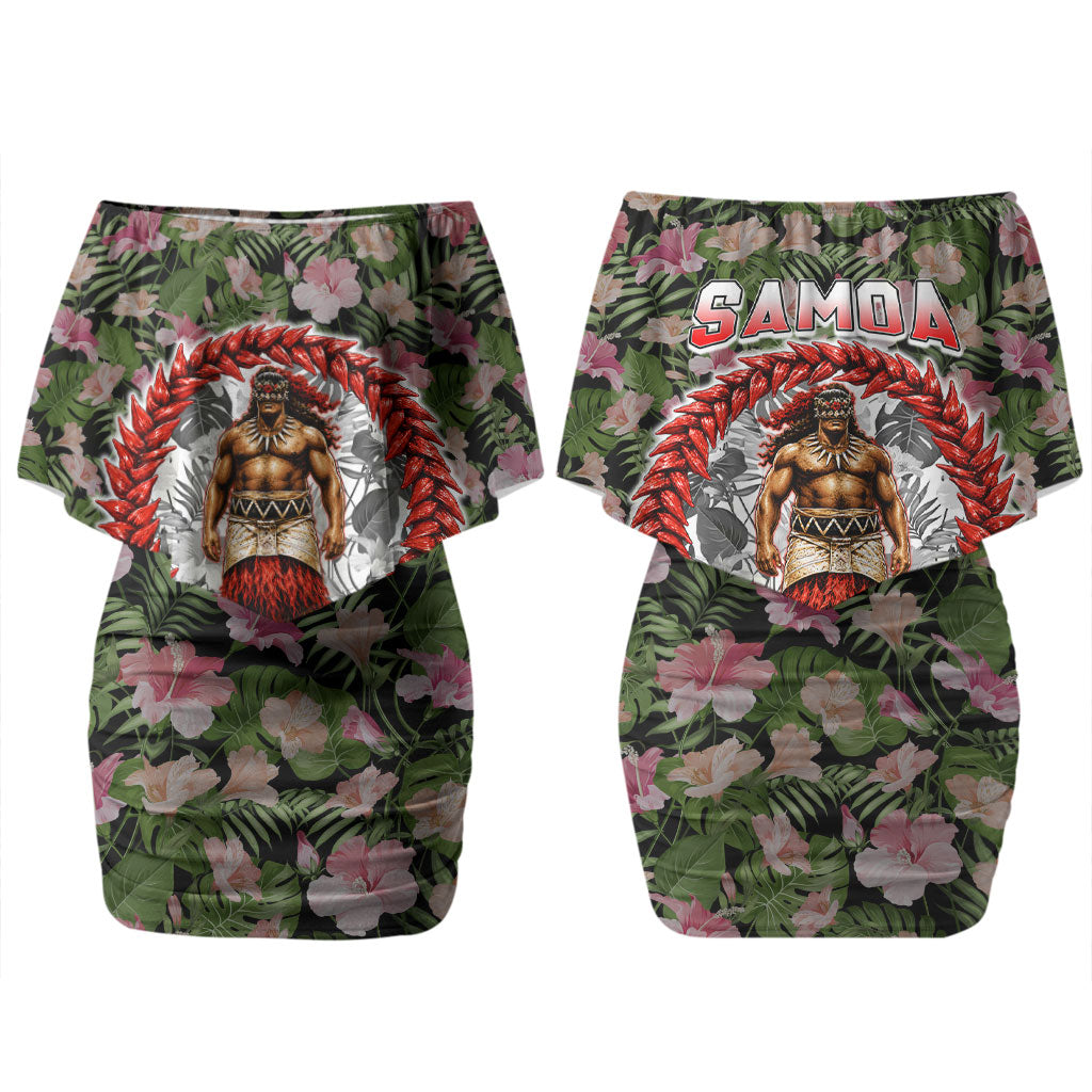 Samoa Aiga Polynesian Couples Matching Off Shoulder Short Dress and Hawaiian Shirt Tropical Floral Hibiscus Pattern Island Heritage TS04 - Polynesian Pride