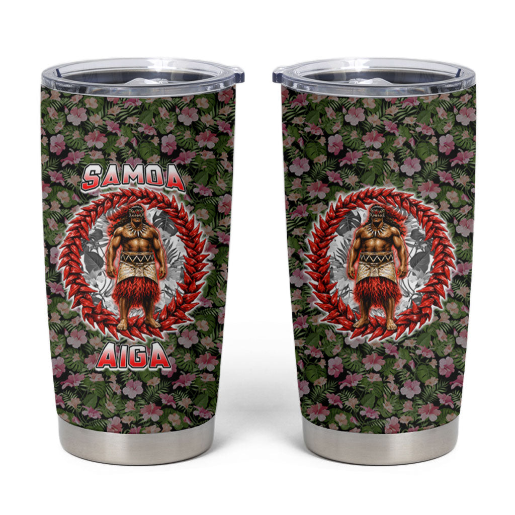 Samoa Aiga Polynesian Tumbler Cup Tropical Floral Hibiscus Pattern Island Heritage