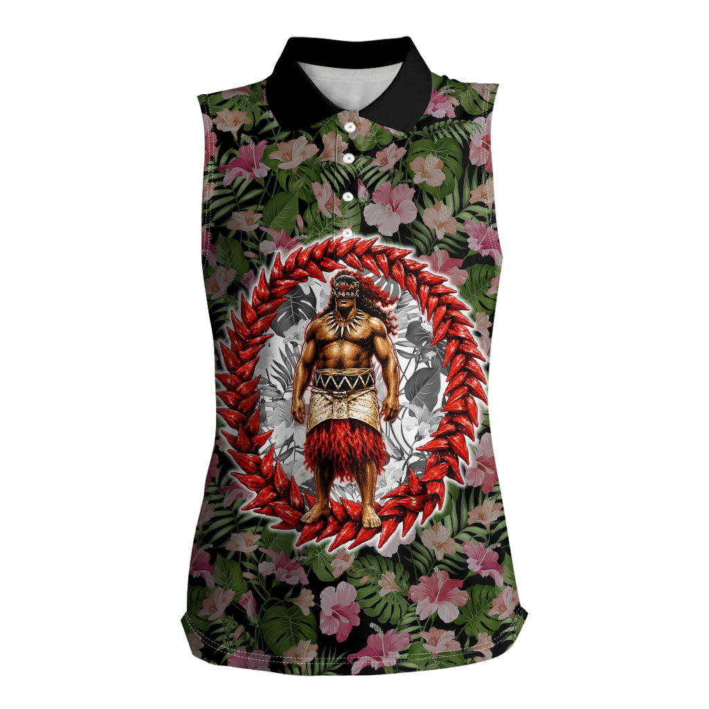 Samoa Aiga Polynesian Women Sleeveless Polo Shirt Tropical Floral Hibiscus Pattern Island Heritage