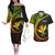 Hawaii Kanaka Maoli Couples Matching Off The Shoulder Long Sleeve Dress and Hawaiian Shirt Polynesian Tornado Infusion Gradient TS04 Gradient - Polynesian Pride