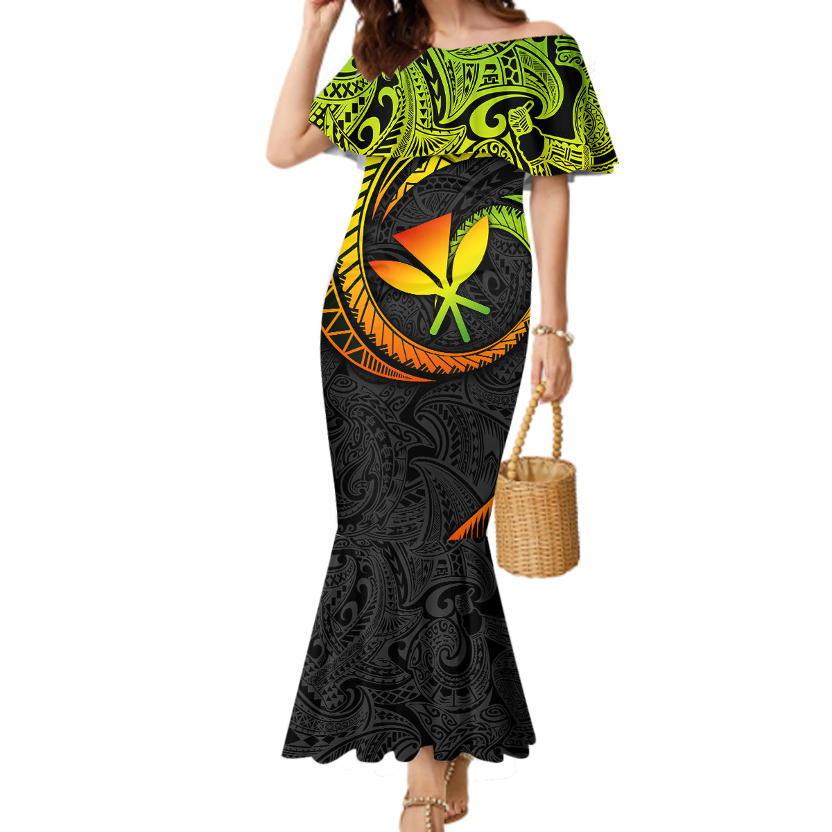 Hawaii Kanaka Maoli Mermaid Dress Polynesian Tornado Infusion Gradient TS04 Women Gradient - Polynesian Pride