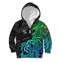 Zodiac Cancer Kid Hoodie Polynesian in Gradient Blue TS04 Zip Hoodie Gradient Blue - Polynesian Pride
