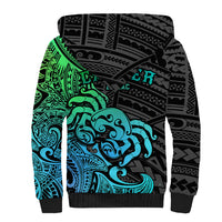 Zodiac Cancer Sherpa Hoodie Polynesian in Gradient Blue TS04 - Polynesian Pride