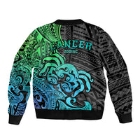 Zodiac Cancer Sleeve Zip Bomber Jacket Polynesian in Gradient Blue TS04 - Polynesian Pride