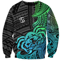 Zodiac Cancer Sweatshirt Polynesian in Gradient Blue TS04 Unisex Gradient Blue - Polynesian Pride