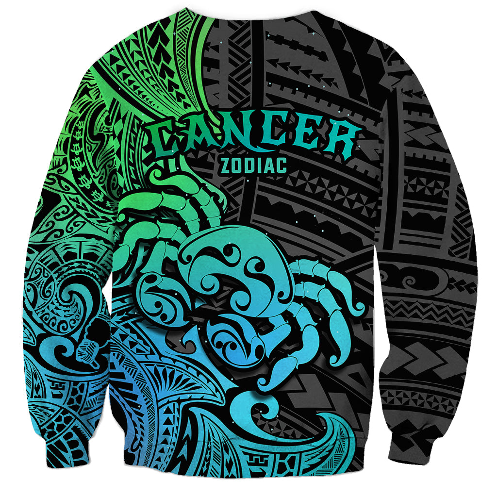 Zodiac Cancer Sweatshirt Polynesian in Gradient Blue TS04 - Polynesian Pride