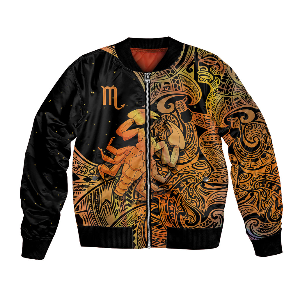 Zodiac Scorpio Bomber Jacket Polynesian in Orange TS04 Unisex Orange - Polynesian Pride