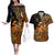 Zodiac Scorpio Couples Matching Off The Shoulder Long Sleeve Dress and Hawaiian Shirt Polynesian in Orange TS04 Orange - Polynesian Pride