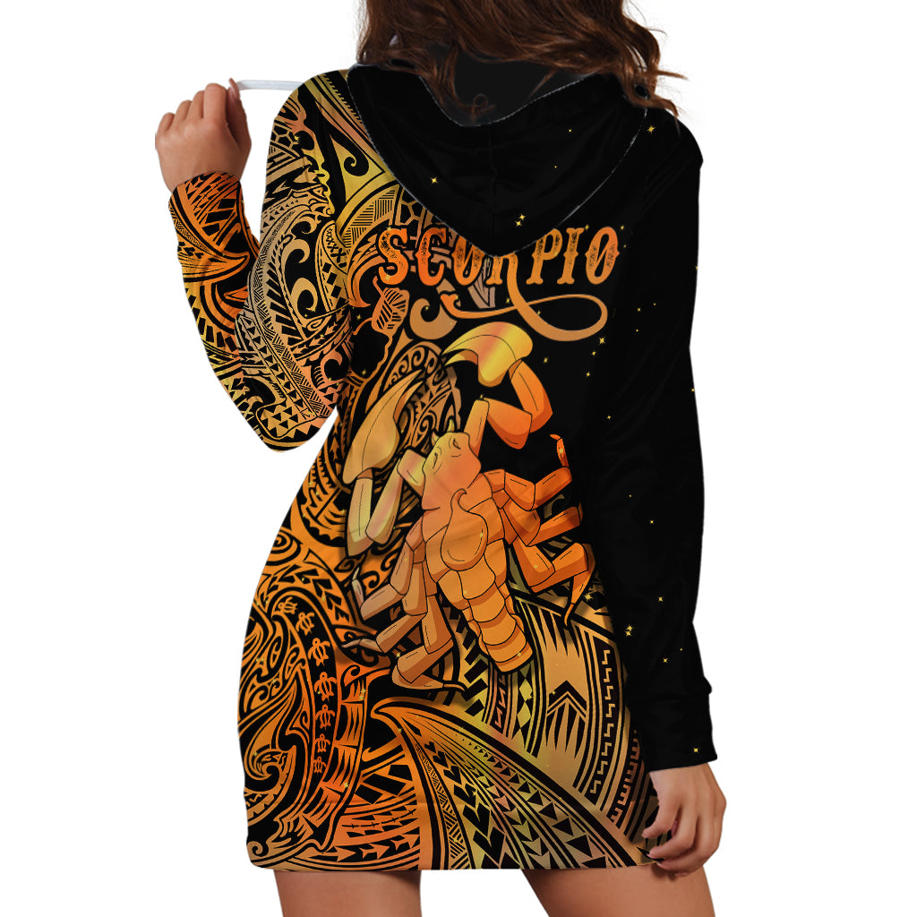 Zodiac Scorpio Hoodie Dress Polynesian in Orange TS04 - Polynesian Pride
