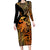 Zodiac Scorpio Long Sleeve Bodycon Dress Polynesian in Orange TS04 Long Dress Orange - Polynesian Pride