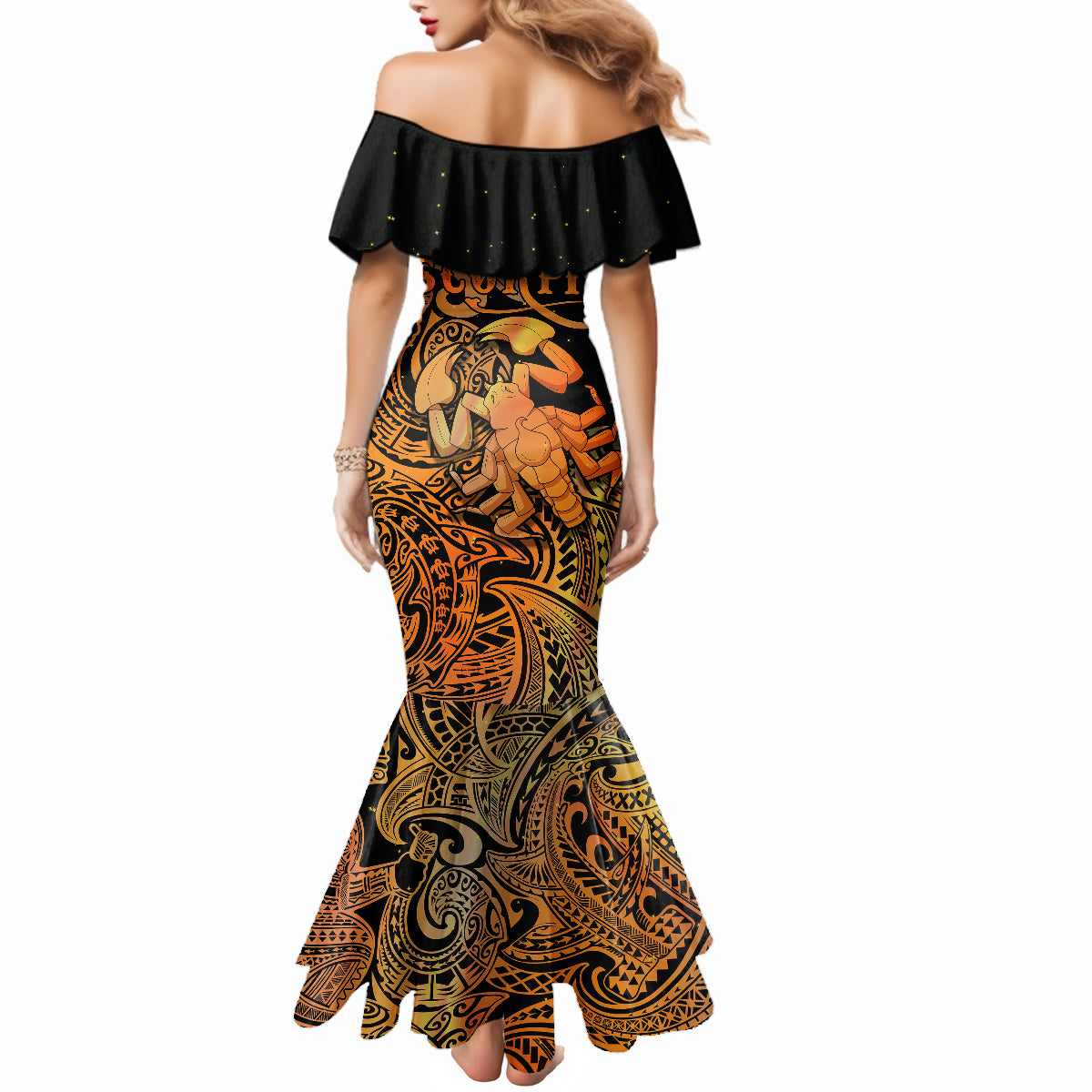 Zodiac Scorpio Mermaid Dress Polynesian in Orange TS04 - Polynesian Pride