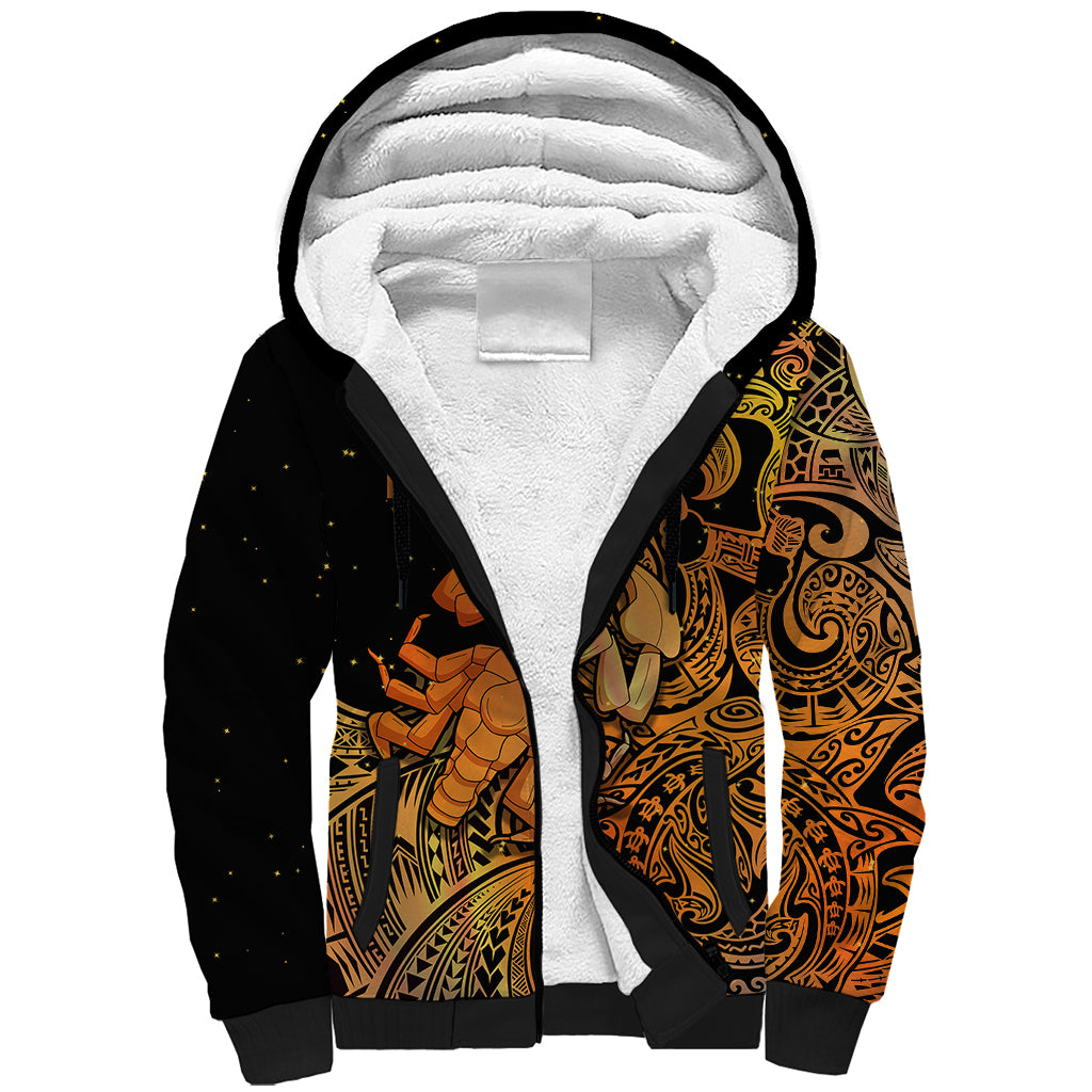 Zodiac Scorpio Sherpa Hoodie Polynesian in Orange TS04 Unisex Orange - Polynesian Pride