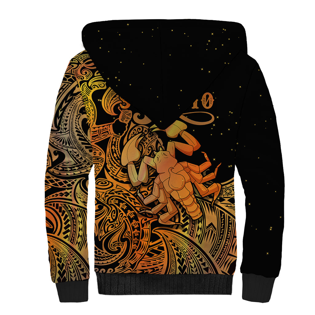 Zodiac Scorpio Sherpa Hoodie Polynesian in Orange TS04 - Polynesian Pride