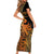 Zodiac Scorpio Short Sleeve Bodycon Dress Polynesian in Orange TS04 - Polynesian Pride